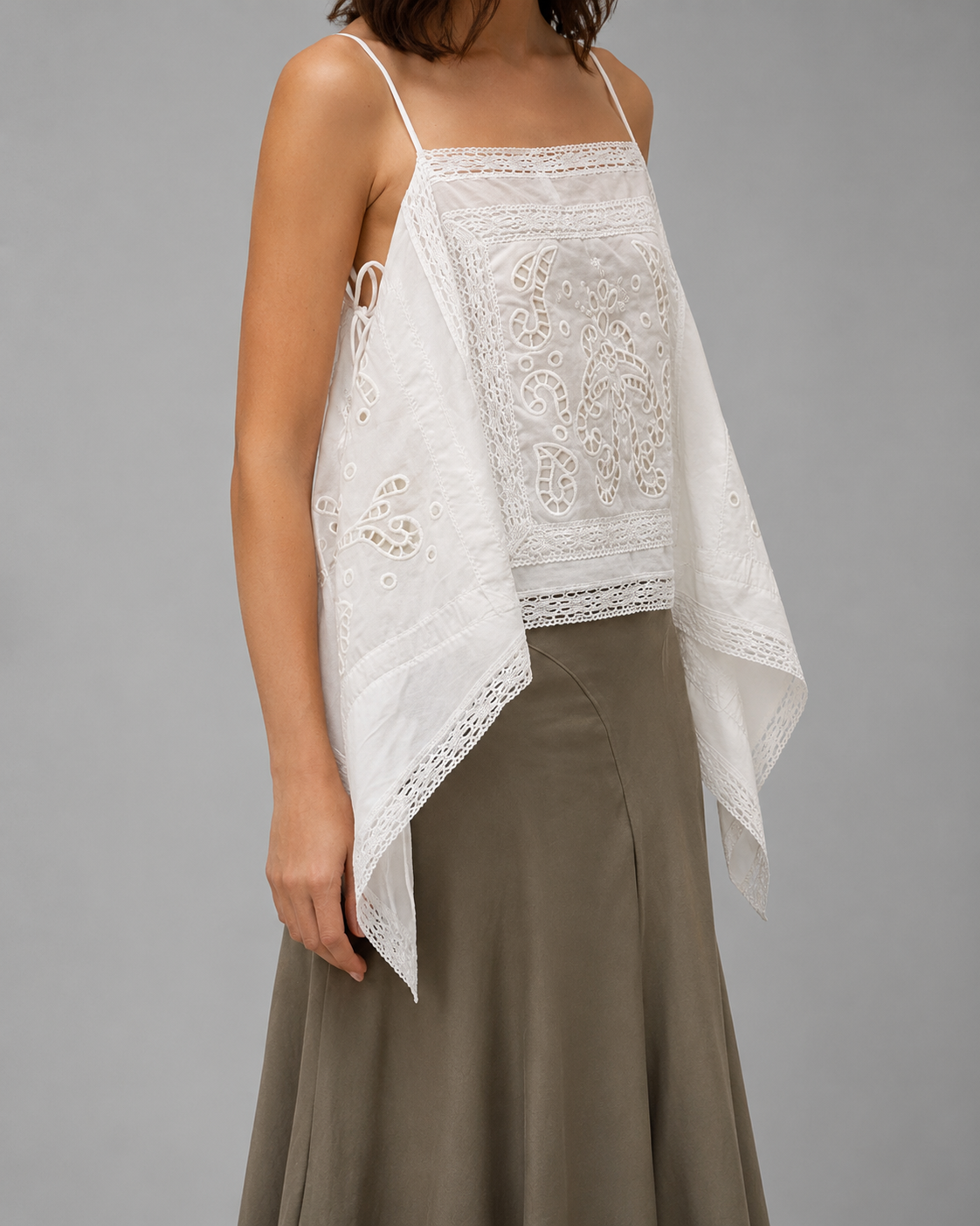 Women's Lightweight Hollow Out Sling Top – Loose Fit, Backless with Lace-Up Detail