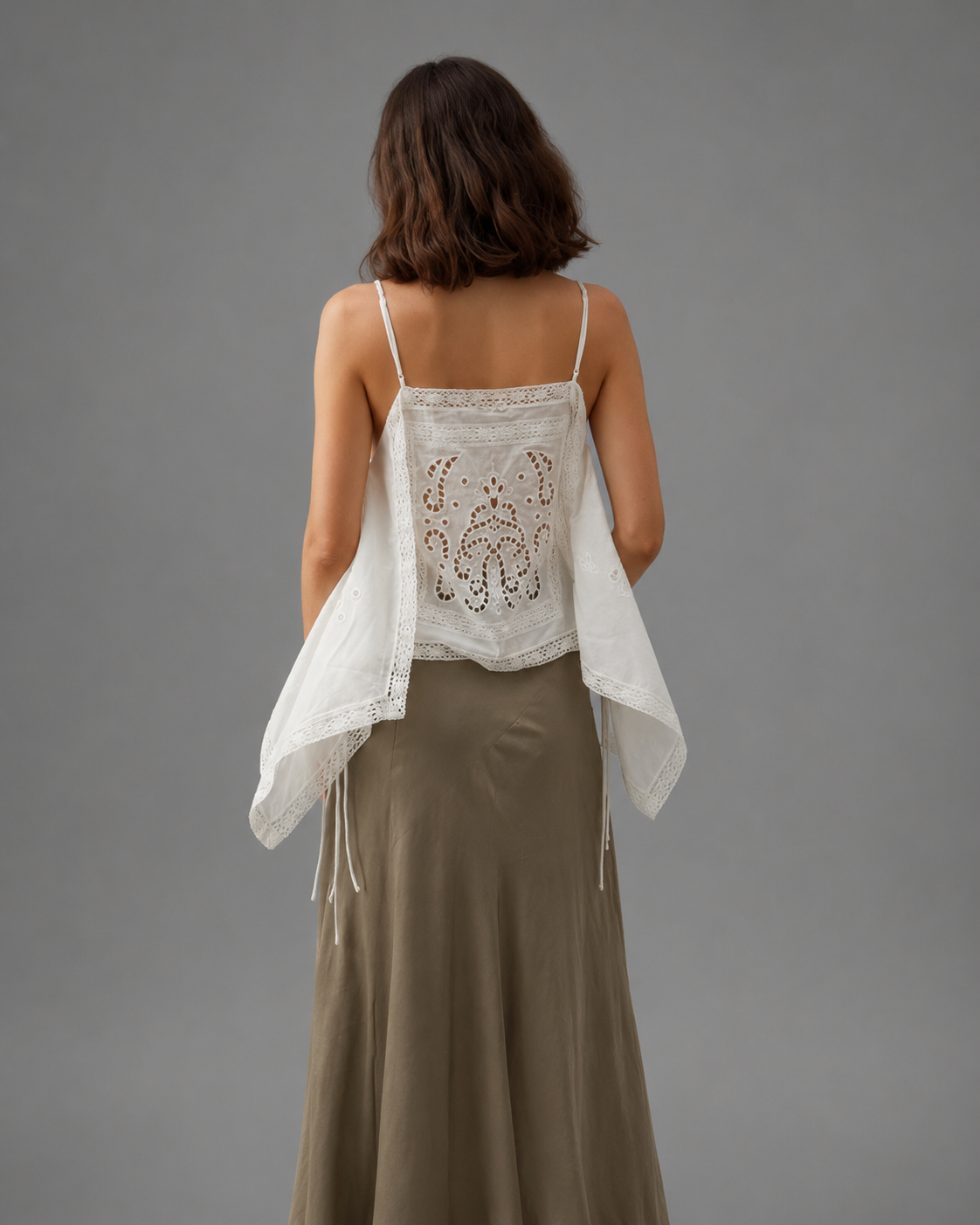 Women's Lightweight Hollow Out Sling Top – Loose Fit, Backless with Lace-Up Detail
