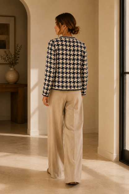 Women's Tailored Jacket – Classic Texture – Button-Front Closure