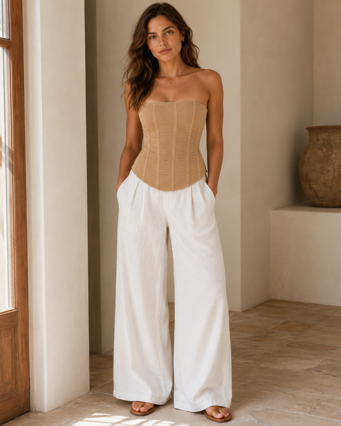 Women's Strapless Mesh Blouse – Corset-Inspired Silhouette for Summer Evenings