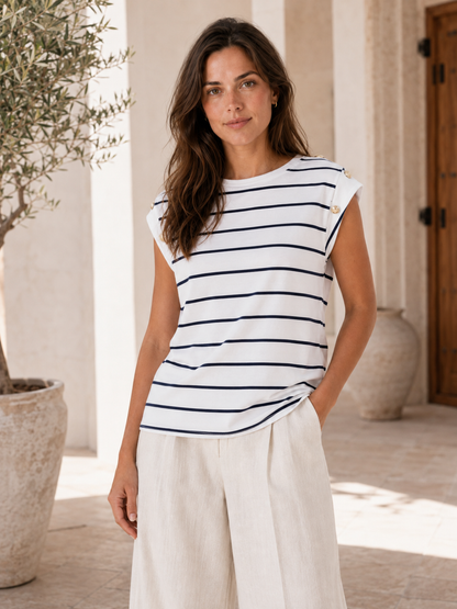 Women's Striped Blouse – Relaxed Fit with Button Detailing