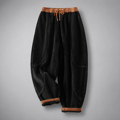 Unisex Fleece-Lined Harem Pants – Relaxed Fit with Elastic Waistband and Pockets
