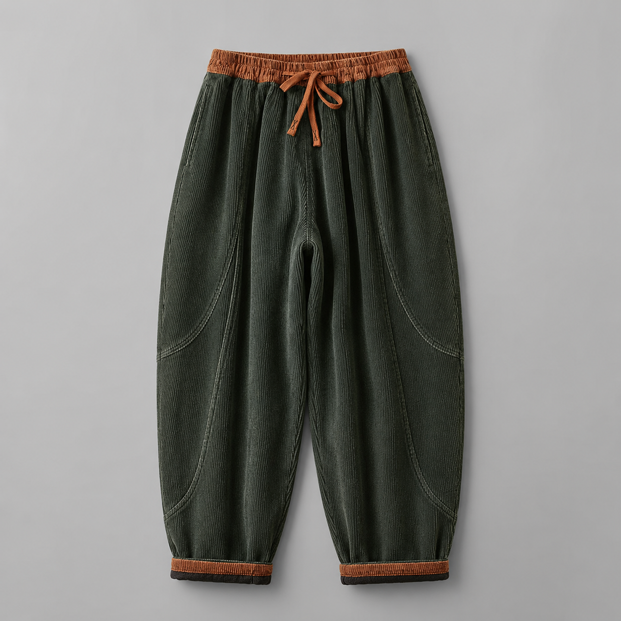 Unisex Fleece-Lined Harem Pants – Relaxed Fit with Elastic Waistband and Pockets