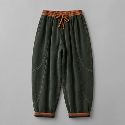 Unisex Fleece-Lined Harem Pants – Relaxed Fit with Elastic Waistband and Pockets