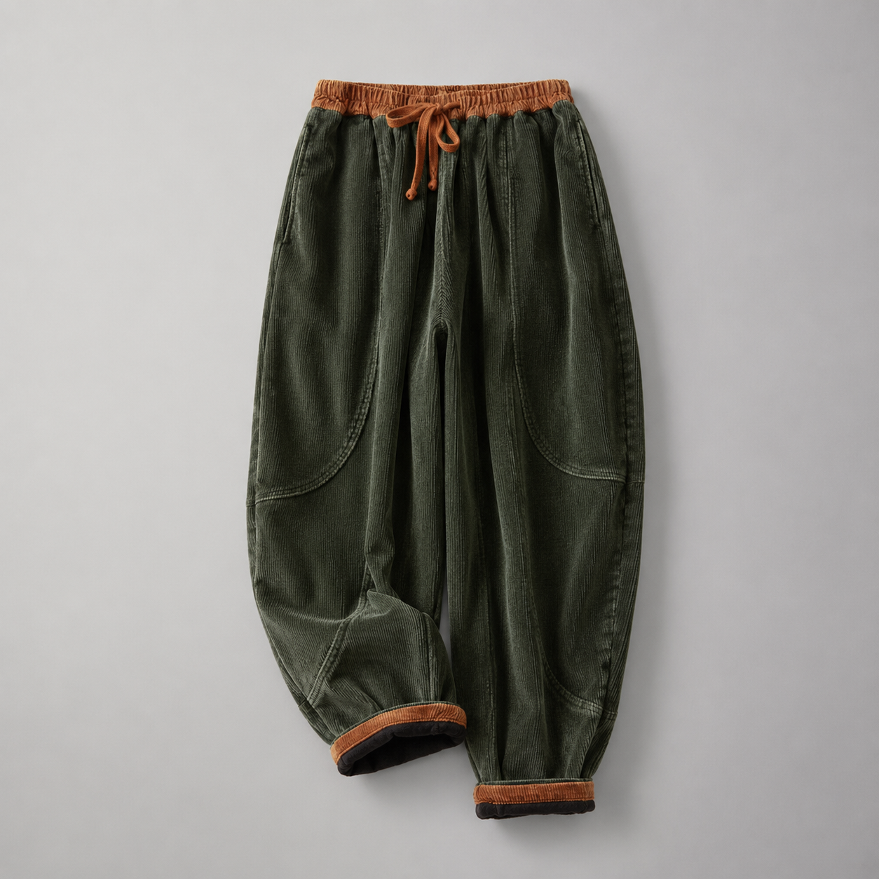 Unisex Fleece-Lined Harem Pants – Relaxed Fit with Elastic Waistband and Pockets