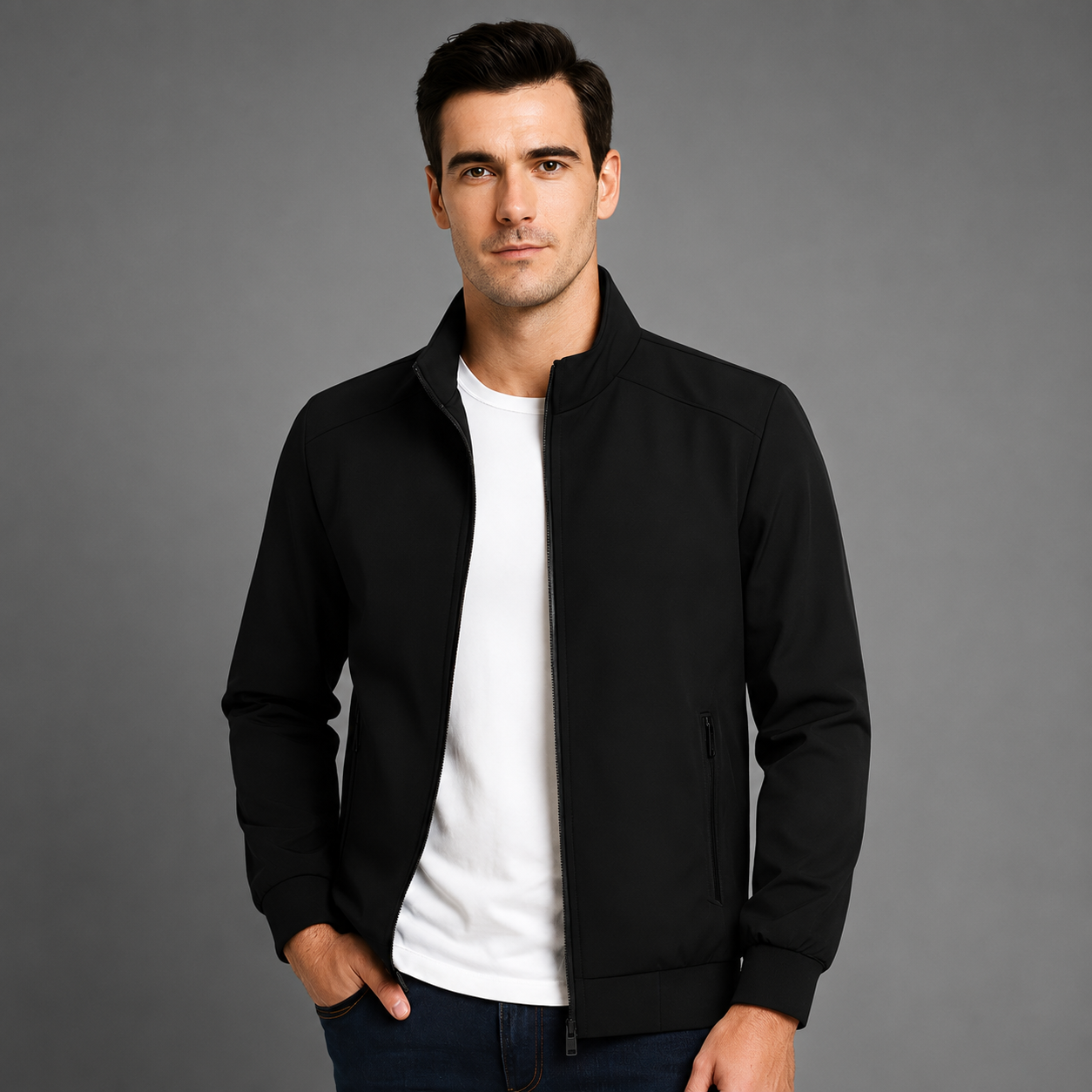 Men's Lightweight Jacket – Modern Cut with Zippered Side Pockets