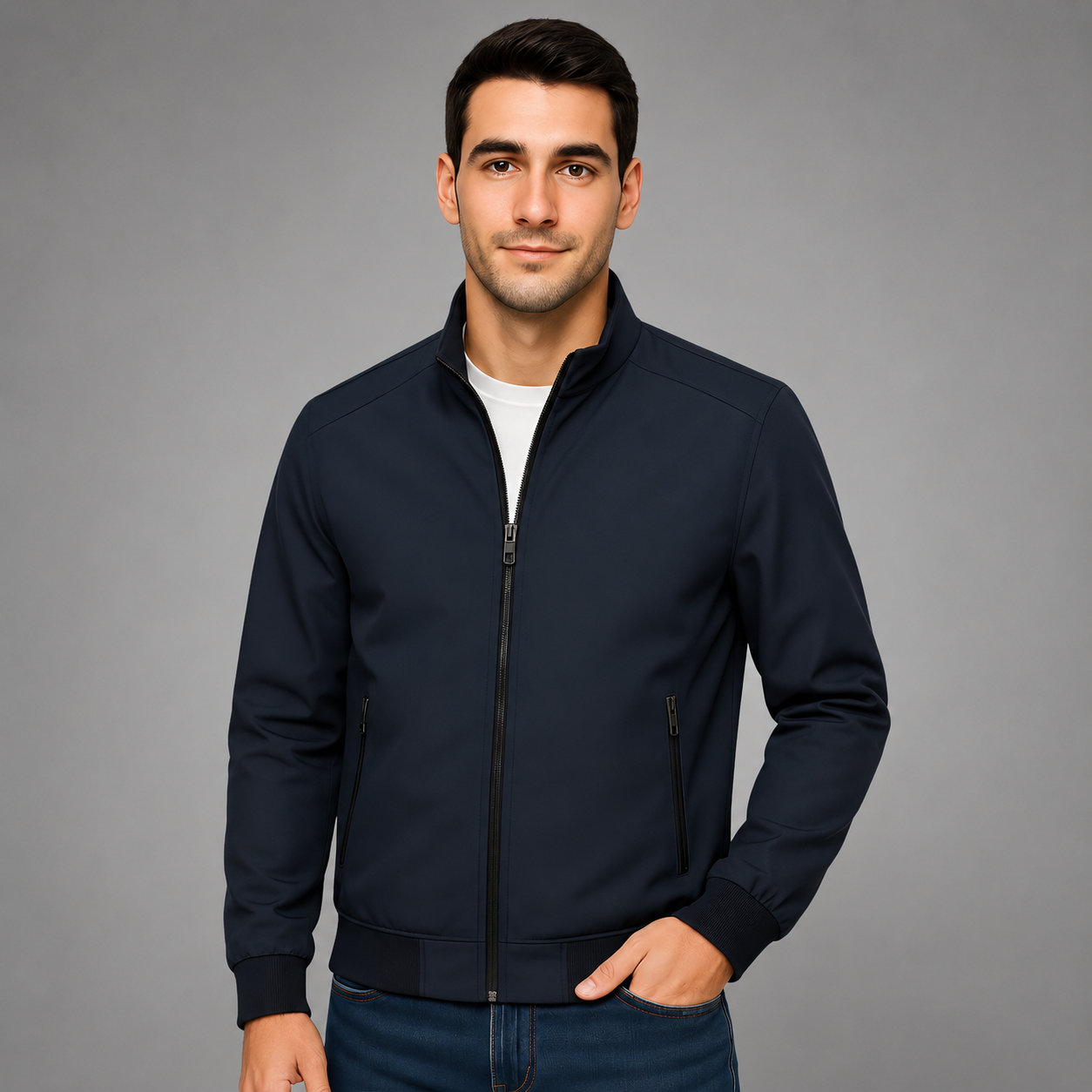 Men's Lightweight Jacket – Modern Cut with Zippered Side Pockets