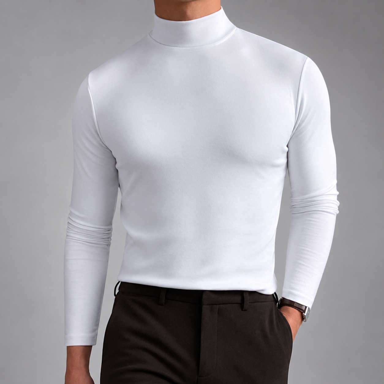 Men's Cotton Blend Turtleneck Sweater – Modern Fit for Cold Weather