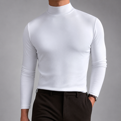Men's Cotton Blend Turtleneck Sweater – Modern Fit for Cold Weather