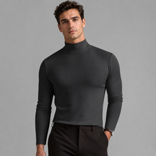 Men's Cotton Blend Turtleneck Sweater – Modern Fit for Cold Weather