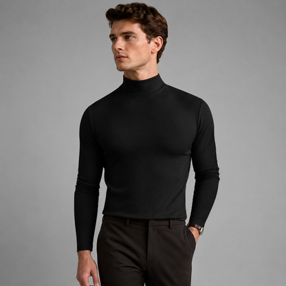 Men's Cotton Blend Turtleneck Sweater – Modern Fit for Cold Weather