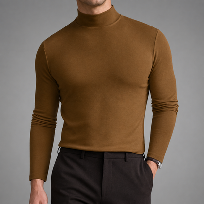 Men's Cotton Blend Turtleneck Sweater – Modern Fit for Cold Weather