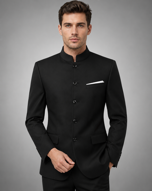Men's Tailored Blazer Jacket – High Collar, Modern Fit