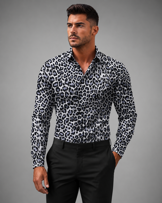 Men's Leopard Print Shirt – Button-Down – Comfortable Fit