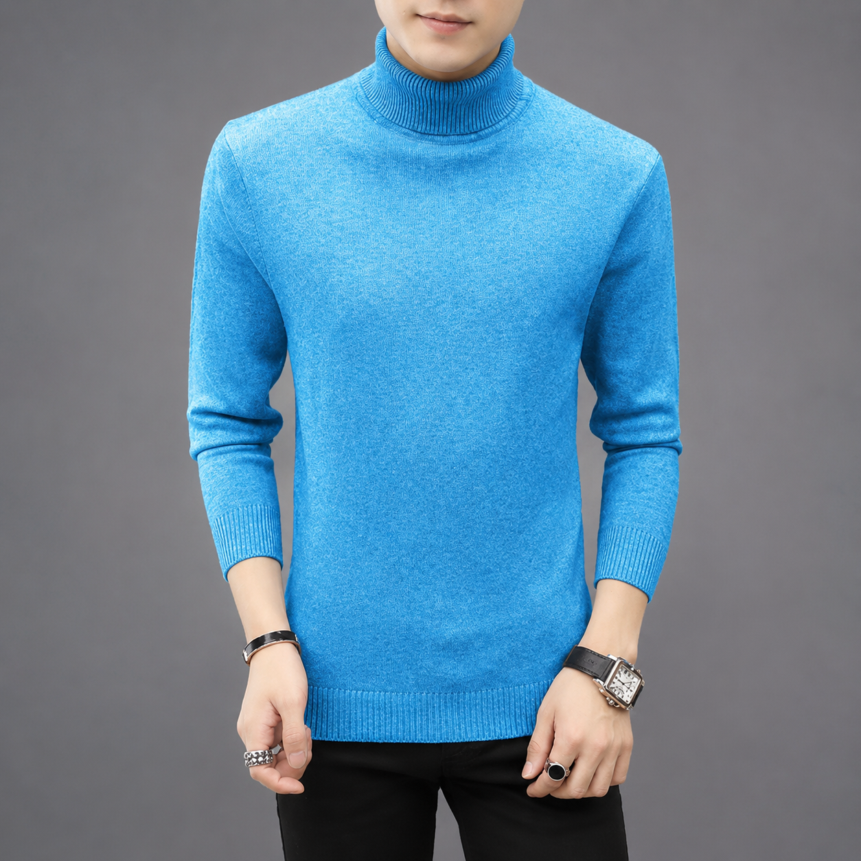 Men's Merino Wool Turtleneck Sweater – Comfortable Fit