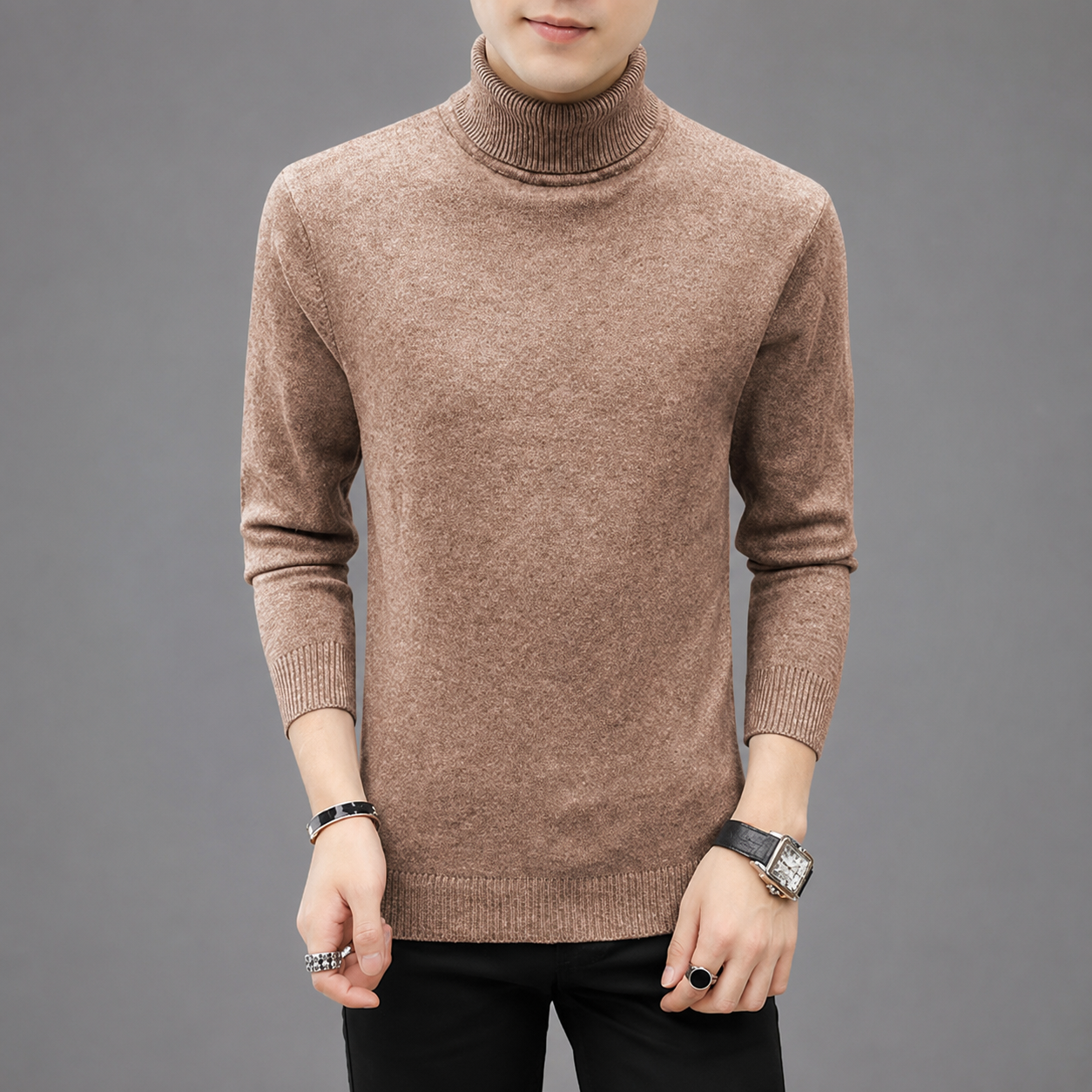 Men's Merino Wool Turtleneck Sweater – Comfortable Fit
