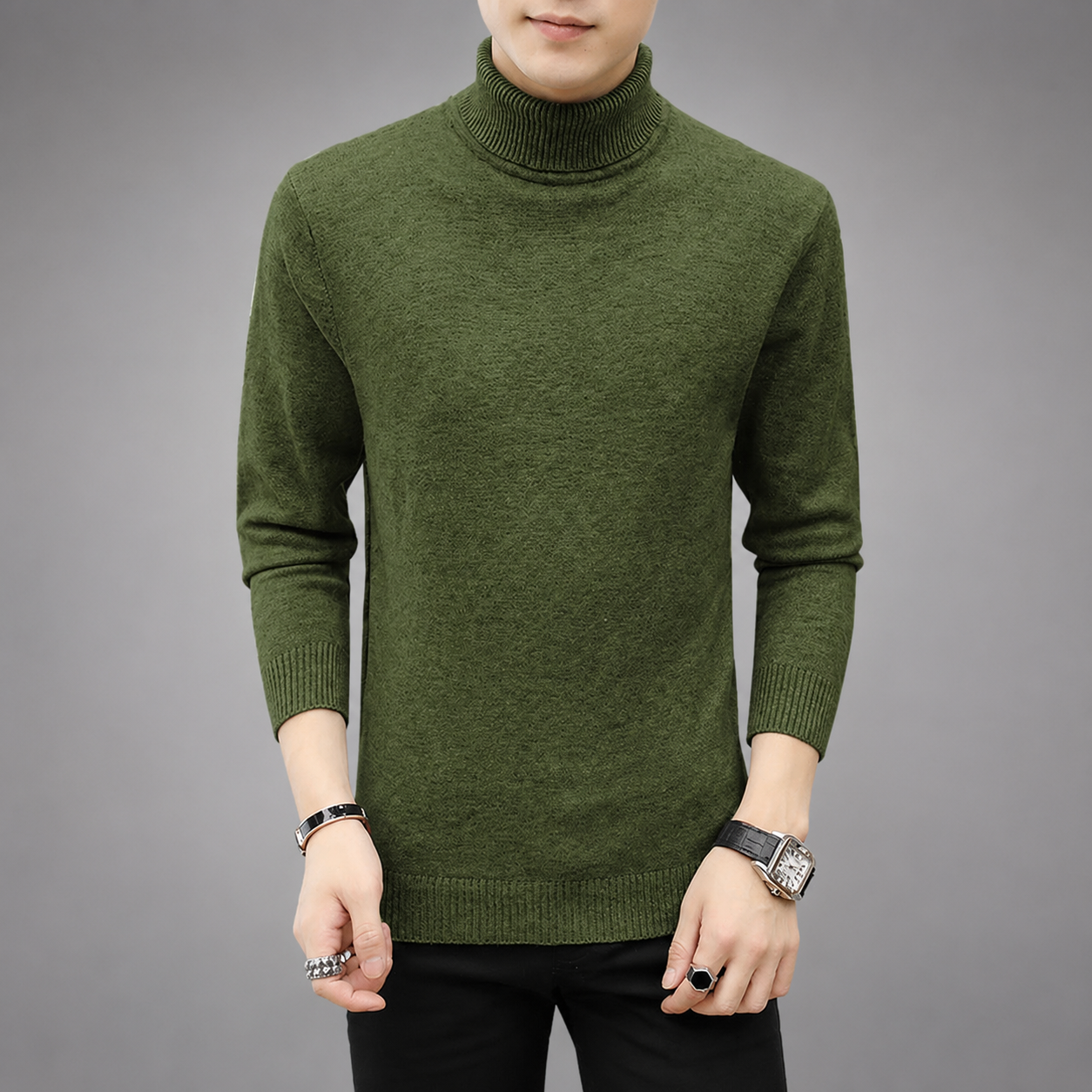 Men's Merino Wool Turtleneck Sweater – Comfortable Fit