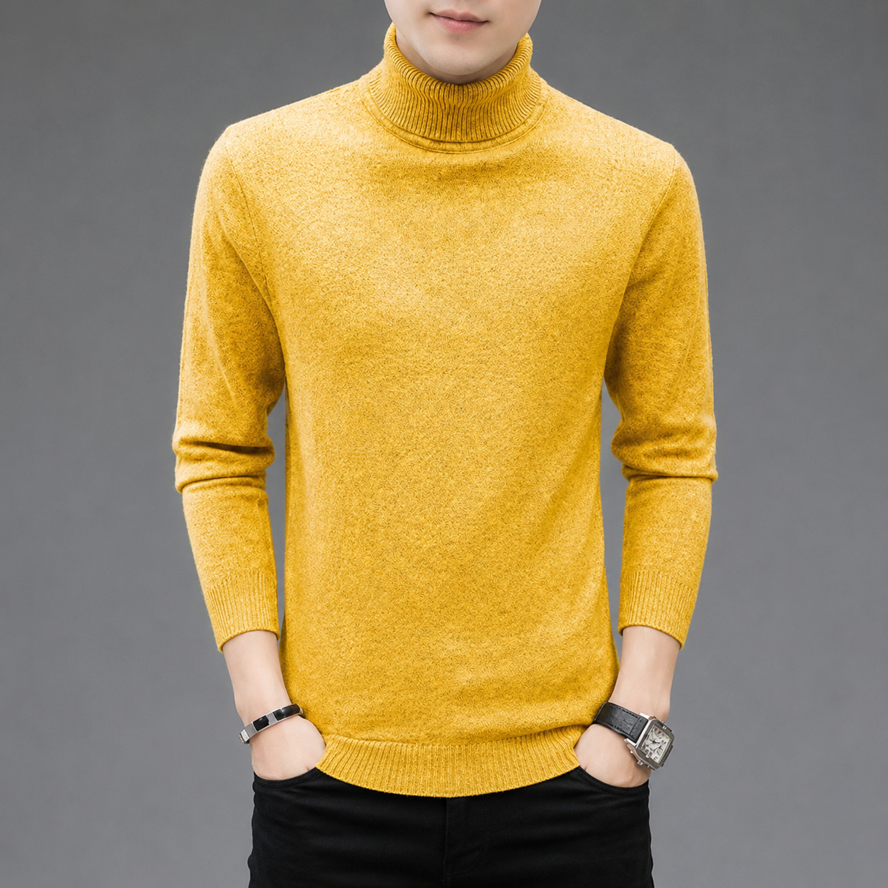 Men's Merino Wool Turtleneck Sweater – Comfortable Fit