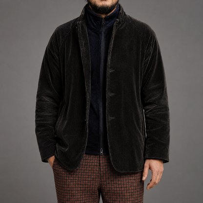 Men's Corduroy Jacket – Relaxed Fit – Button Placket – Winter