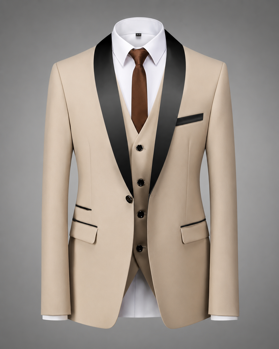 Men's Tailored Three-Piece Suit Set – Elegant Satin Waistcoat
