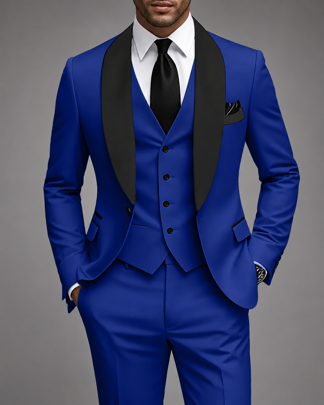 Men's Tailored Three-Piece Suit Set – Elegant Satin Waistcoat