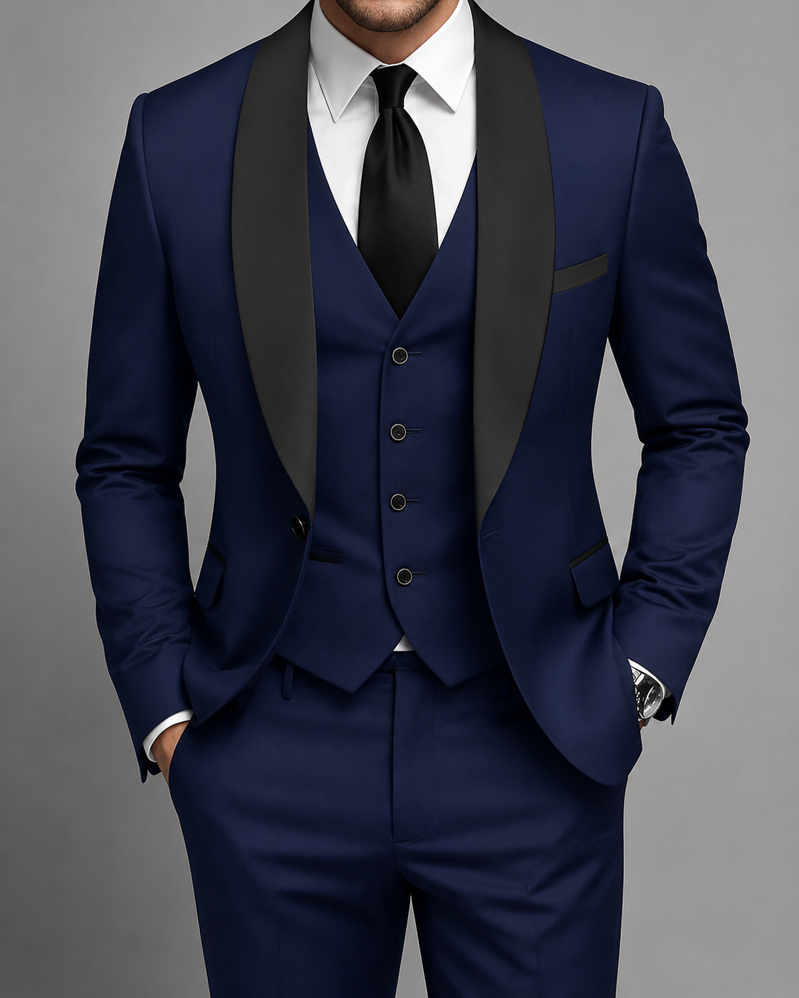 Men's Tailored Three-Piece Suit Set – Elegant Satin Waistcoat