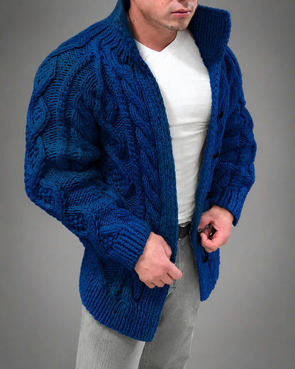 Men's Cable Knit Cardigan – Oversized Fit with Batwing Sleeves