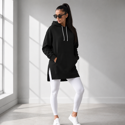 Women's Oversized Cotton Hoodie Dress – Longer Length Design