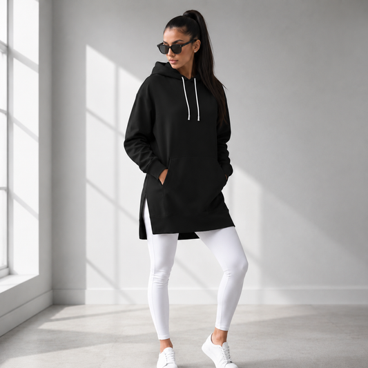 Women's Oversized Cotton Hoodie Dress – Longer Length Design