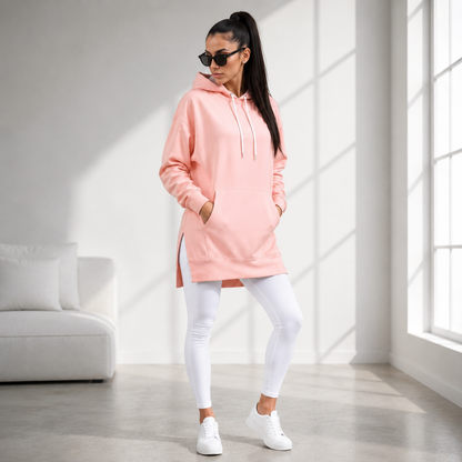 Women's Oversized Cotton Hoodie Dress – Longer Length Design