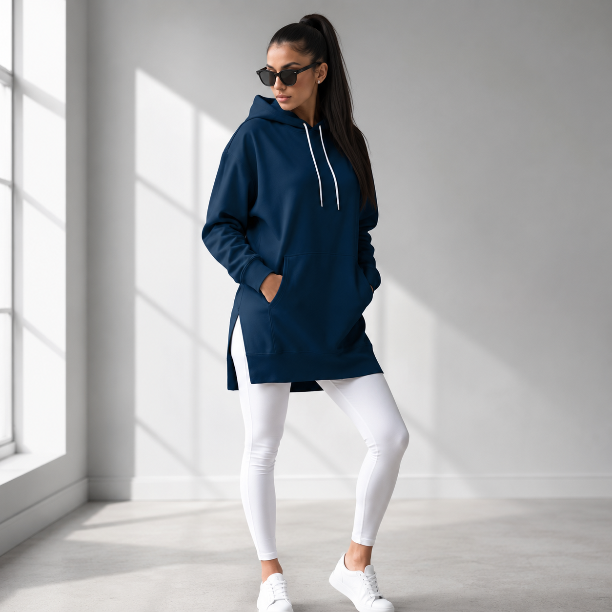 Women's Oversized Cotton Hoodie Dress – Longer Length Design