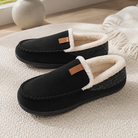 Men's Synthetic Wool Loafers – Classic Silhouette for Indoor Comfort