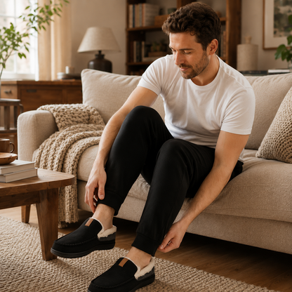 Men's Synthetic Wool Loafers – Classic Silhouette for Indoor Comfort