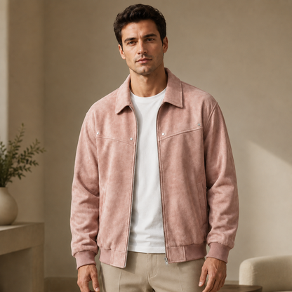 Men's Lambskin Leather Jacket – Tailored Fit with Subtle Hardware Accents