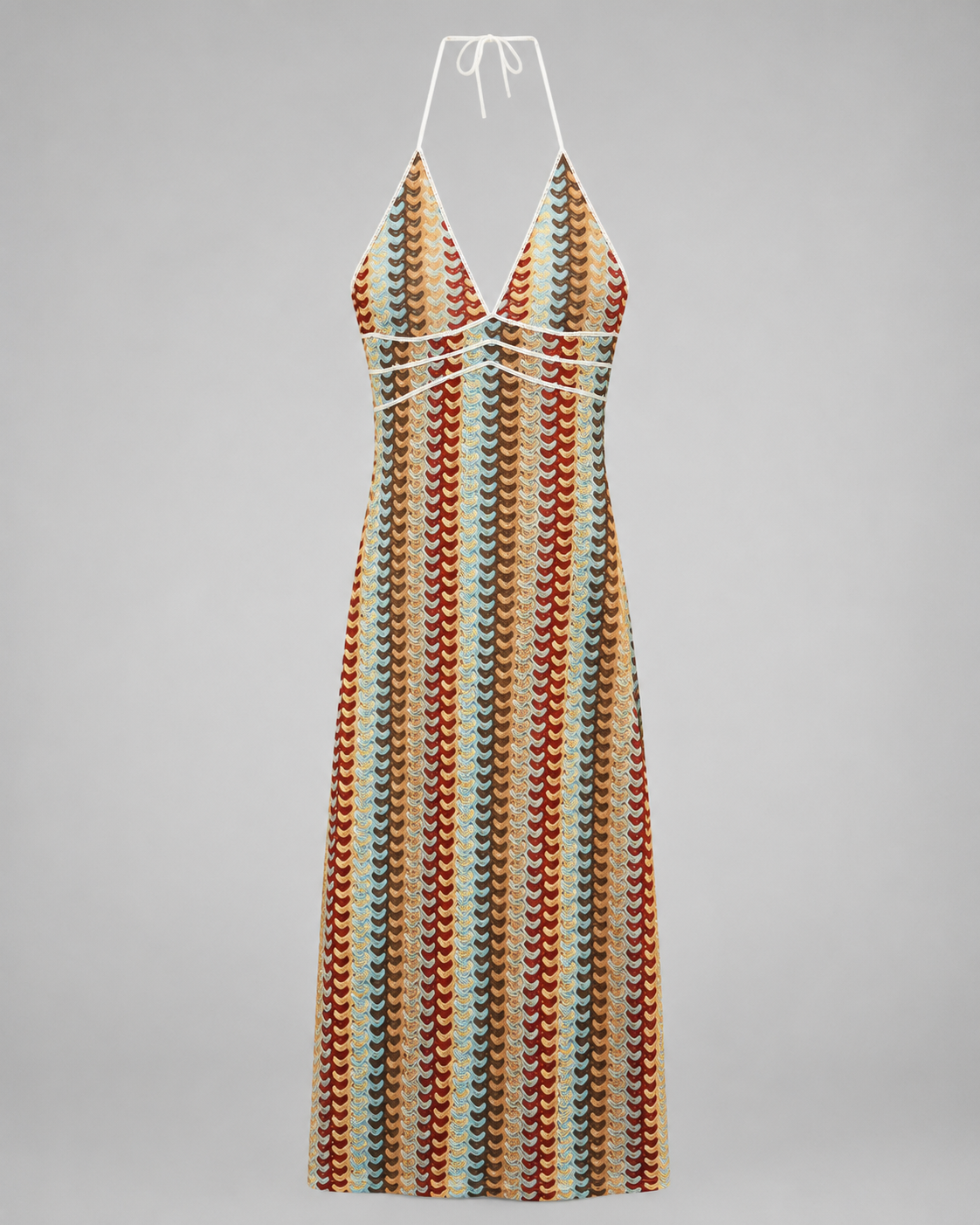 Women's Knitted Long Dress – Halter Neck with Backless Cut Out Design