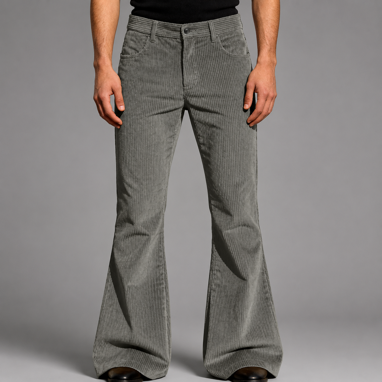 Men's Purple Corduroy Flare Pants – High-Waisted with Tailored Fit