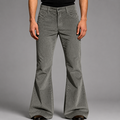 Men's Purple Corduroy Flare Pants – High-Waisted with Tailored Fit