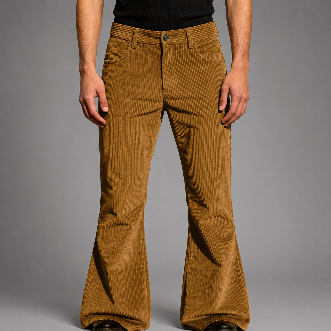 Men's Purple Corduroy Flare Pants – High-Waisted with Tailored Fit