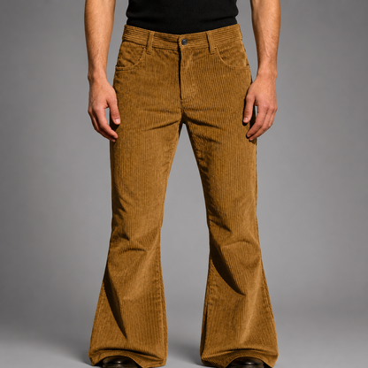 Men's Purple Corduroy Flare Pants – High-Waisted with Tailored Fit