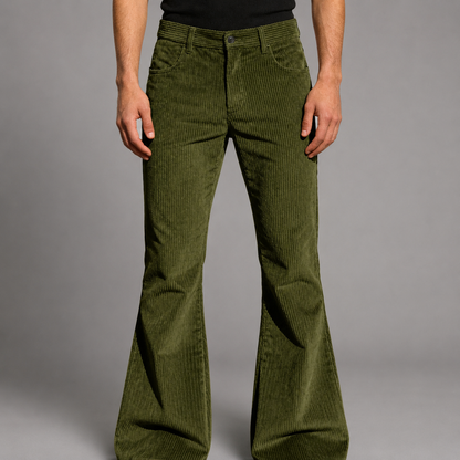 Men's Purple Corduroy Flare Pants – High-Waisted with Tailored Fit