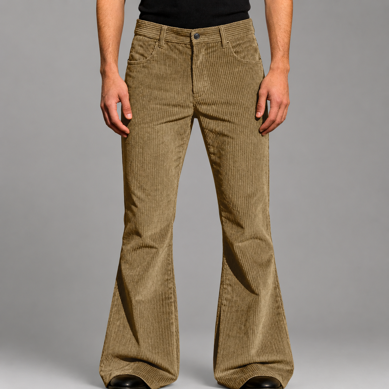 Men's Purple Corduroy Flare Pants – High-Waisted with Tailored Fit