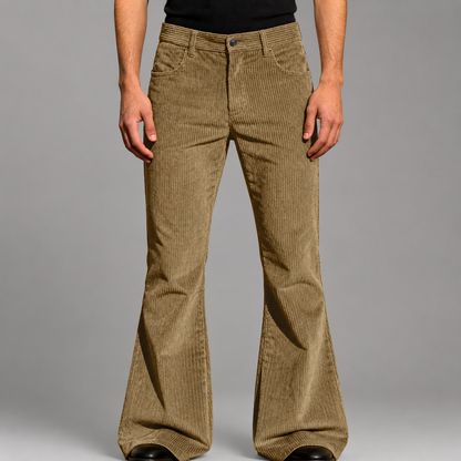 Men's Purple Corduroy Flare Pants – High-Waisted with Tailored Fit