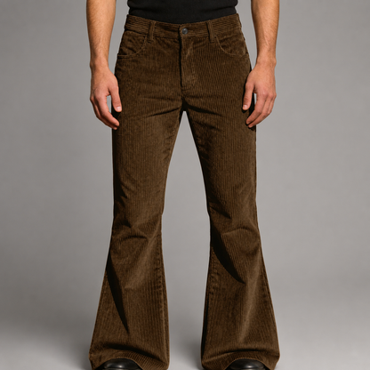 Men's Purple Corduroy Flare Pants – High-Waisted with Tailored Fit