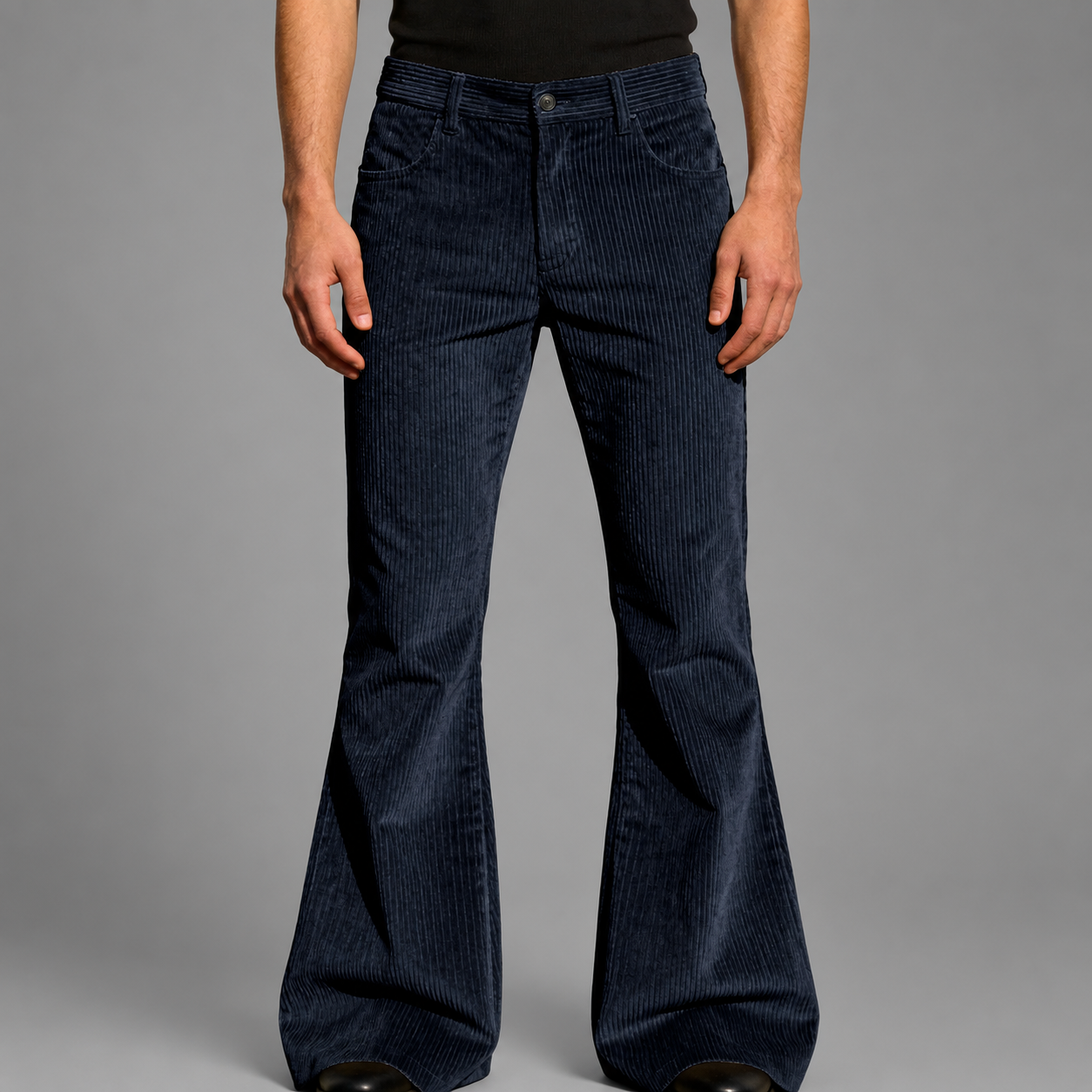 Men's Purple Corduroy Flare Pants – High-Waisted with Tailored Fit