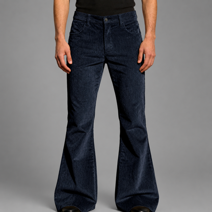 Men's Purple Corduroy Flare Pants – High-Waisted with Tailored Fit