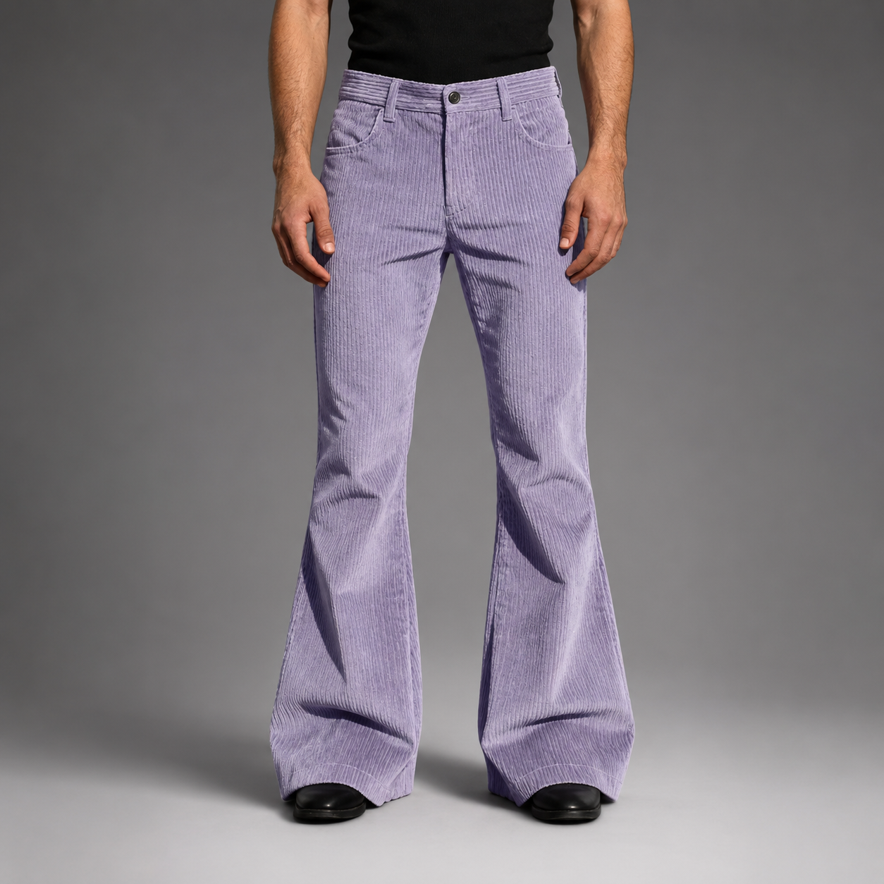 Men's Purple Corduroy Flare Pants – High-Waisted with Tailored Fit