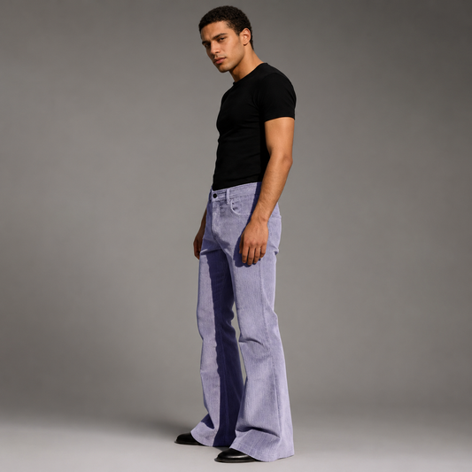 Men's Purple Corduroy Flare Pants – High-Waisted with Tailored Fit
