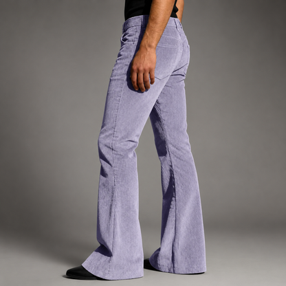 Men's Purple Corduroy Flare Pants – High-Waisted with Tailored Fit