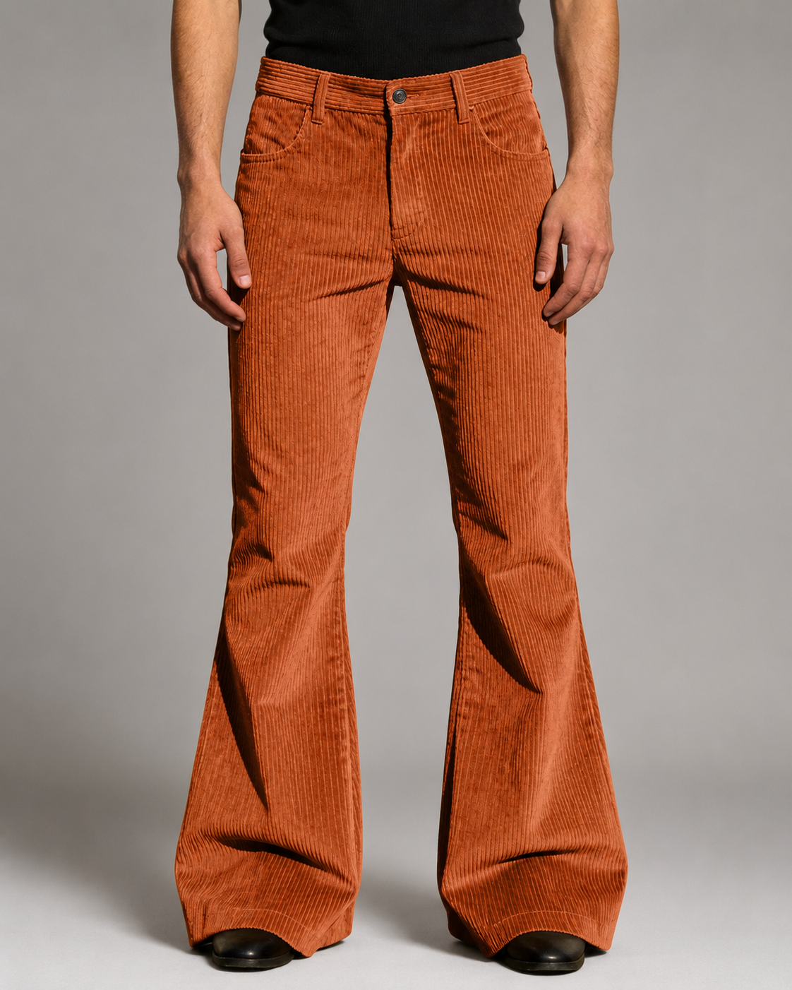 Men's Purple Corduroy Flare Pants – High-Waisted with Tailored Fit