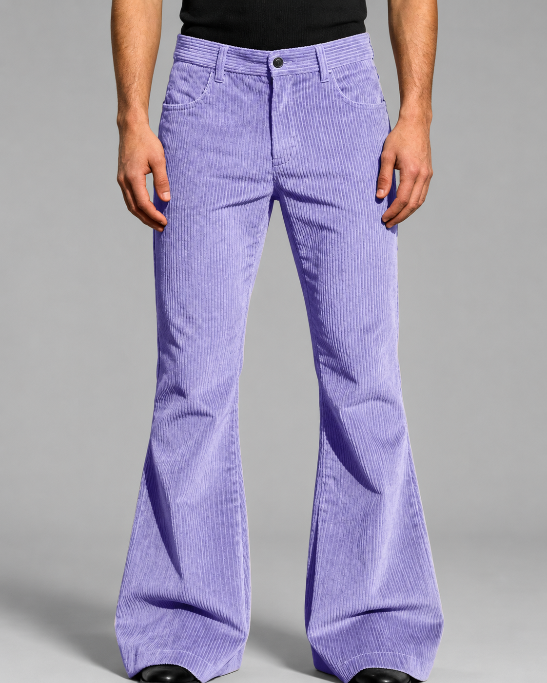 Men's Purple Corduroy Flare Pants – High-Waisted with Tailored Fit
